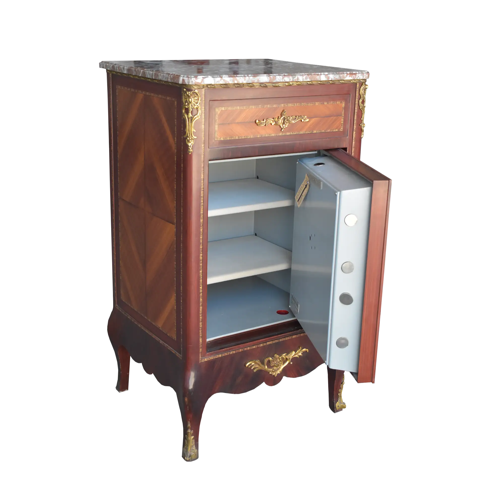 Caja fuerte oculta en mueble estantes de terciopelo estilo vintage
