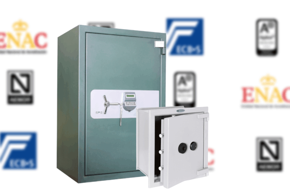 Cajas fuertes homologadas y certificadas sobre logos entes certificadoras