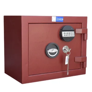 Caja fuerte pequeña de alta seguridad roja con cerradura electronica y llave