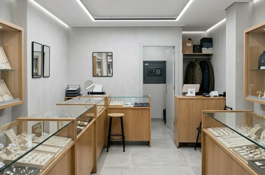 Caja fuerte instalada en el interior de una tienda joyeria