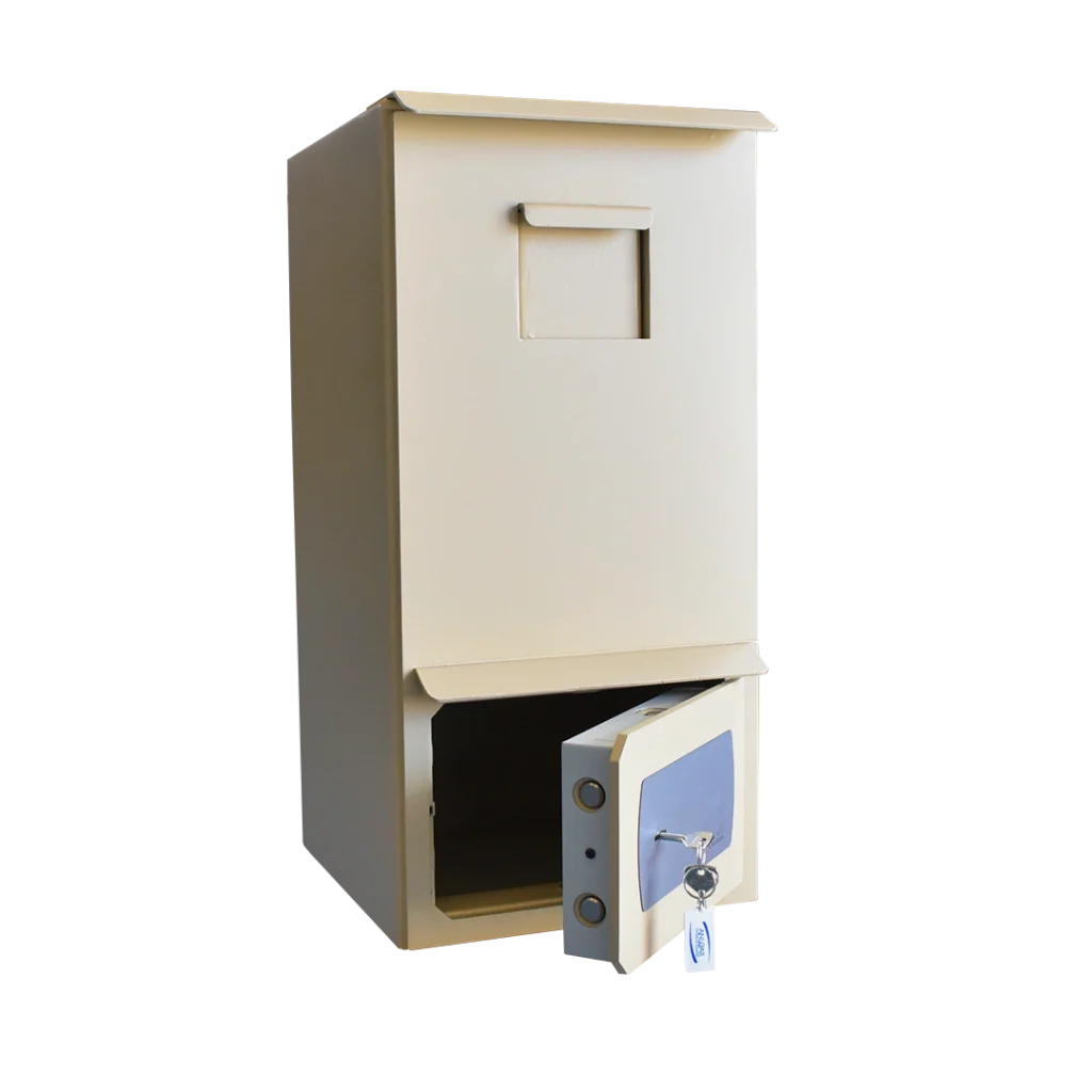 Caja fuerte con cerradura de llaves y depósito