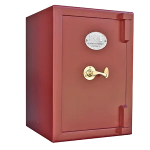 Caja fuerte vintage de ocasión en color burdeos