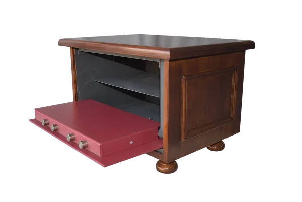 Caja Fuerte Vintage Fac Bureao es un mueble decorativo con caja fuerte integrada. Vista interior de la caja