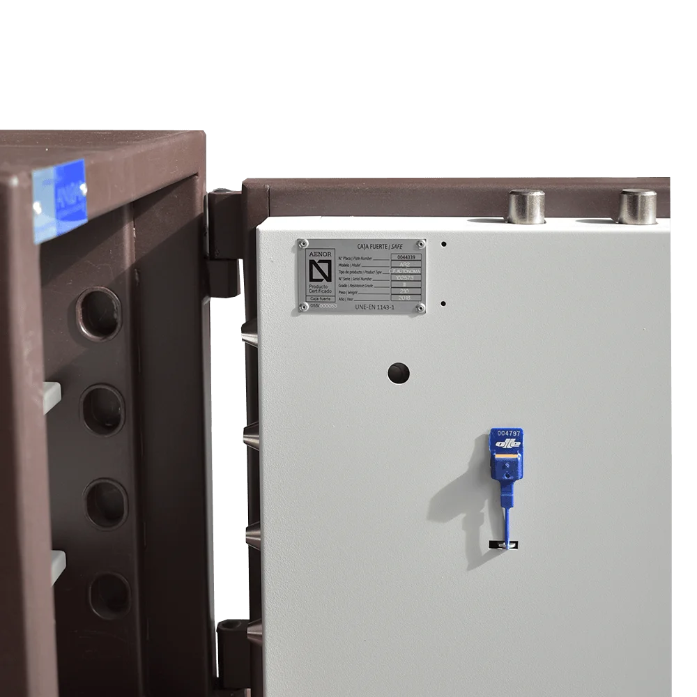Puerta de caja fuerte homologada con precinto con cerradura de llave y combinación electronica
