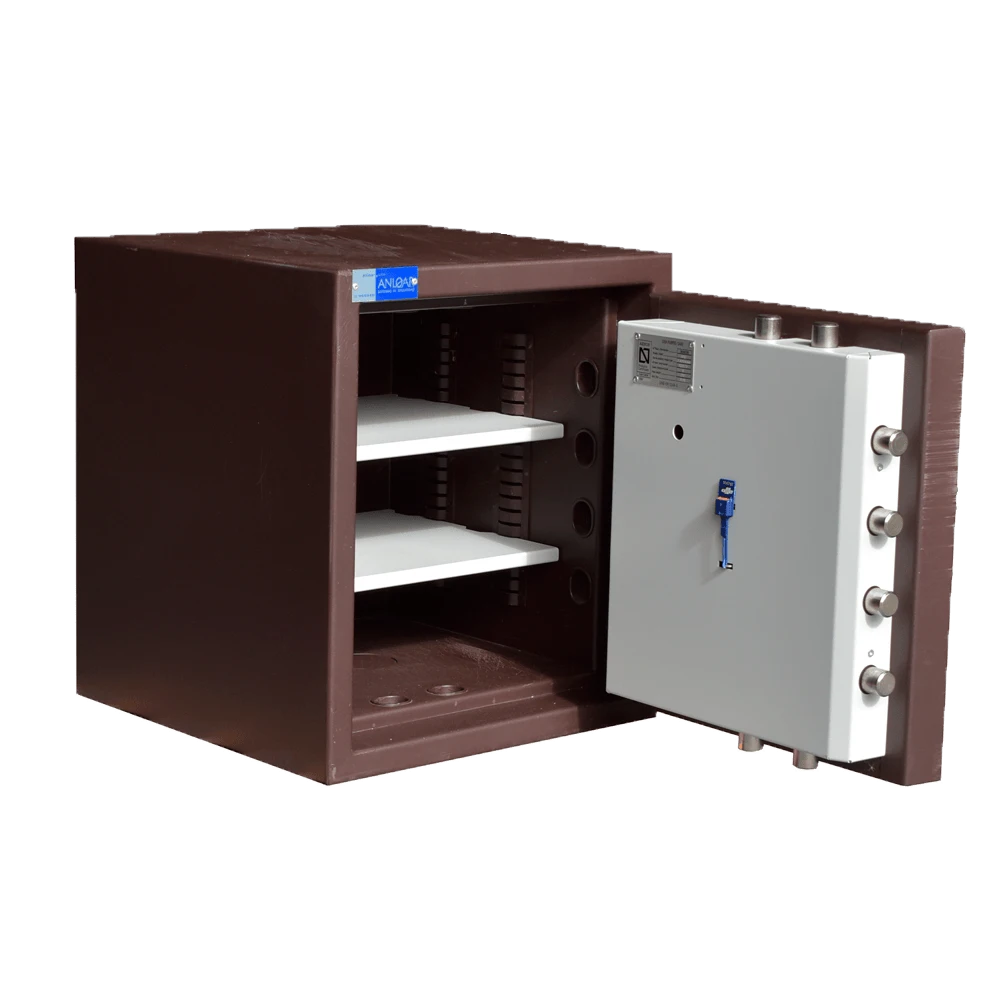 Caja fuerte homologada con cerradura de llave y combinación electronica con dos bandejas